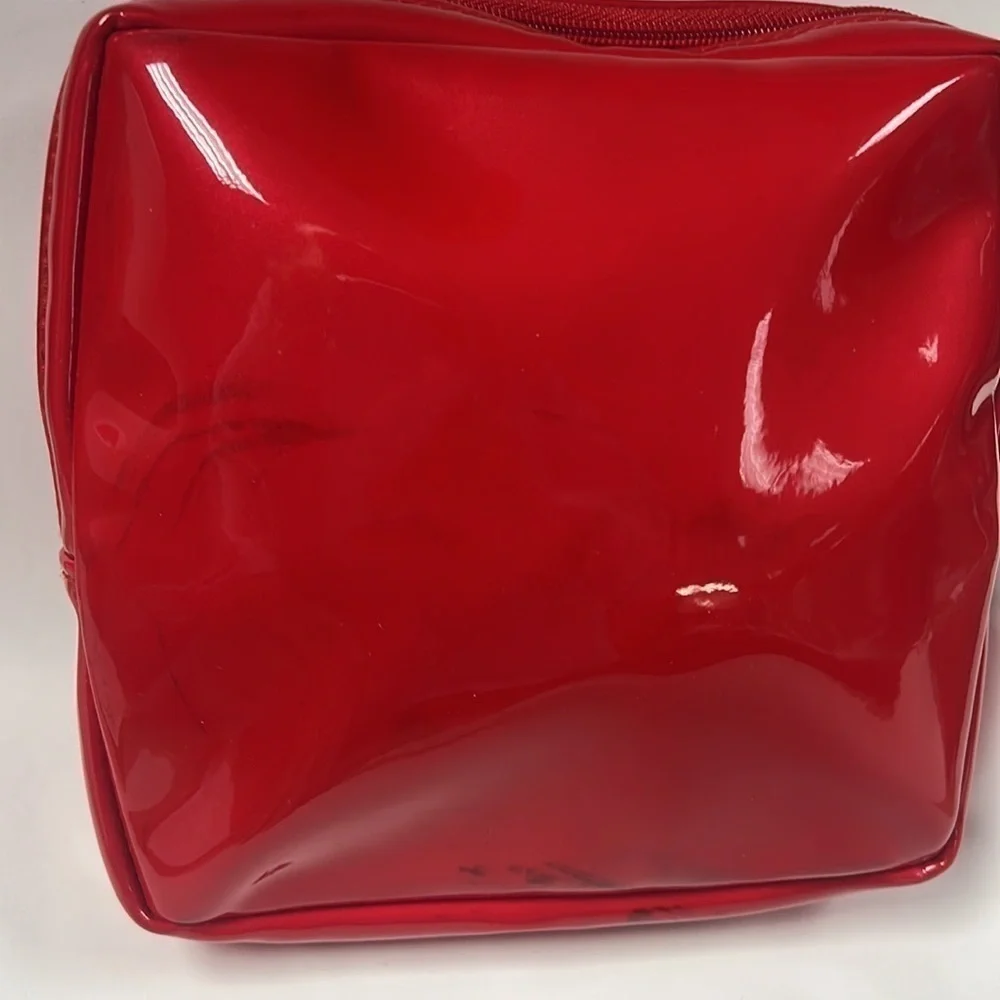 Christian Dior Red Patent Zip Around Cosmetic Clutch